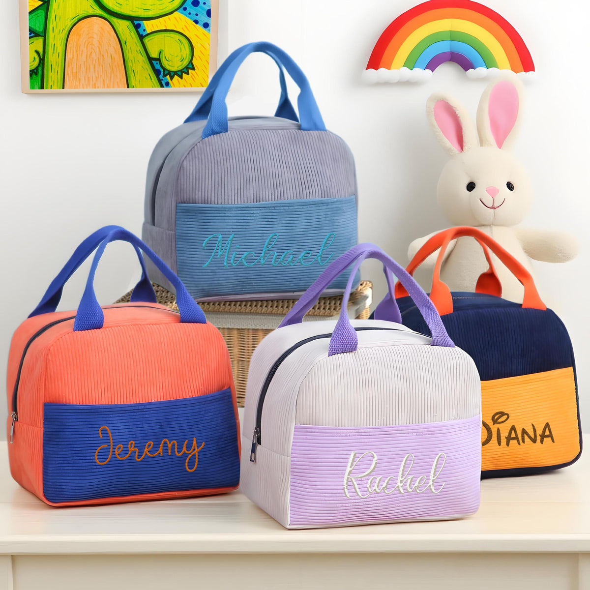 Personalized Lunch Bag With Name Embroidery, Custom Name Lunchbox Bag, Back to School Bag, Personalized Kid Lunchbag, School Lunch Bag