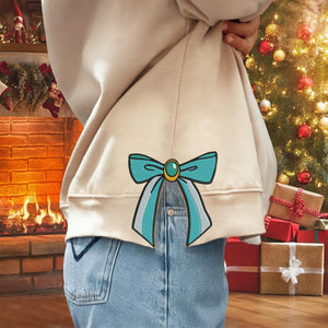 Princess Side Bow Sweatshirt Embroidery Design, Glitter Bow Christmas Embroidery, Holiday Bow Embroider