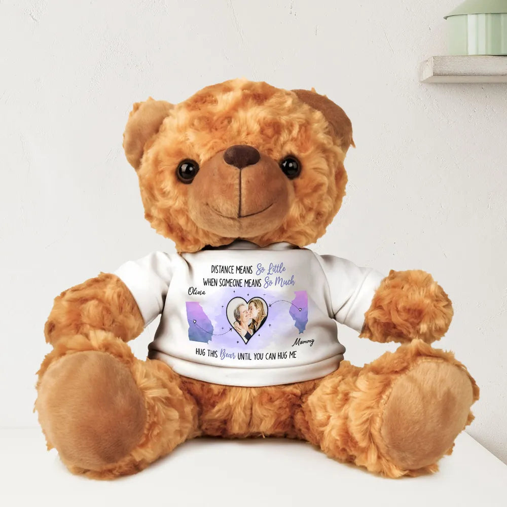 Distance Means So Little - Personalized Teddy Bear Plush - Long Distance Gift For Family