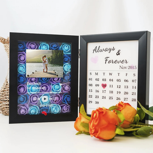 Custom Music Player With Photo & Date - Personalized Flower Hinged Double Frame - Gift For Family, Couple, Mother, Friends