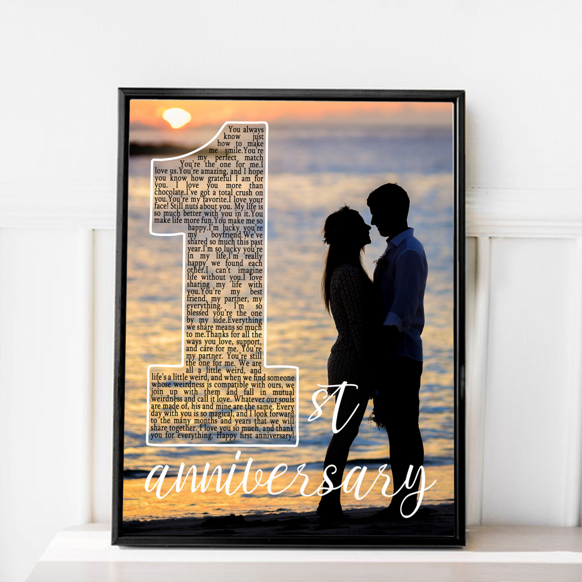 1st Anniversary Custom Photo - Personalized Canvas - Gift For Boyfriend Girlfriend, Anniversary Gift For Couple