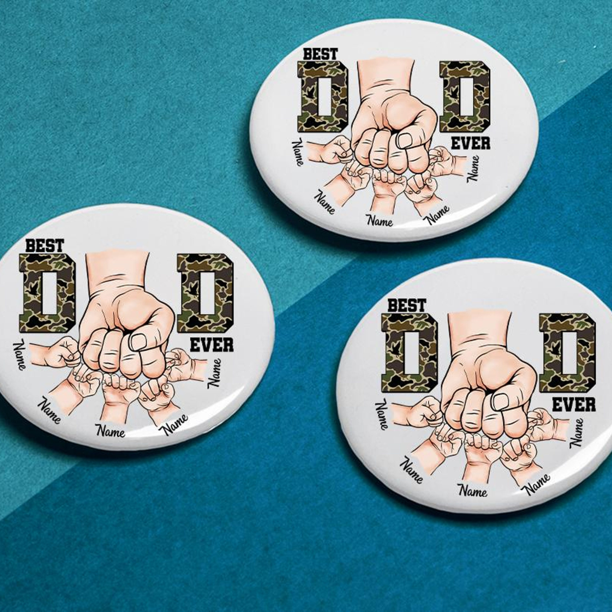 Best Dad Ever Custom Hand Army Dad Custom Name Fathers Day Pin Button, Best Dad Ever Pin, Dad Gifts, Trendy Popular Cool Dad Pin