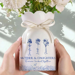 Mother & Daughter Forever Linked Together - Personalized Bloom Vase - Gift For Mom, Mother's Day Gift