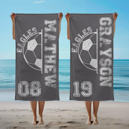 Custom Soccer Towel, Personalized Name Towel for Players, Senior Soccer Gift, Team Gift, Soccer Birthday Gift, Girls Sports Towel