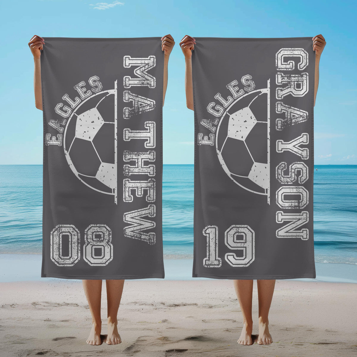 Custom Soccer Towel, Personalized Name Towel for Players, Senior Soccer Gift, Team Gift, Soccer Birthday Gift, Girls Sports Towel