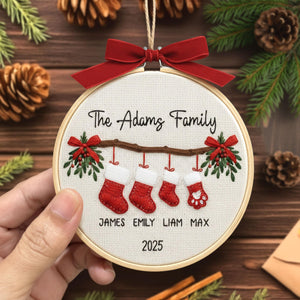 Personalized Family Christmas Ornament, Custom Embroidery Hoop, Gift for Family 2025