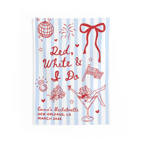 Red White and I Do Bachelorette Banner, 4th of July Cocktail Party Decor, BBQ Bachelorette Backdrop, Bach Photo Booth, Martini Bridal Shower