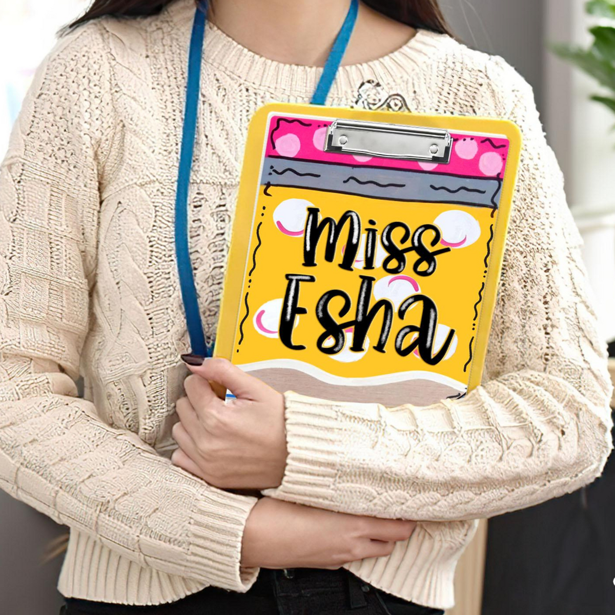 Personalized Teacher Appreciation Gift, Custom Pencil Teacher Acrylic Clipboard, Teacher Name Clipboard, End Of Year, Back to School Gift