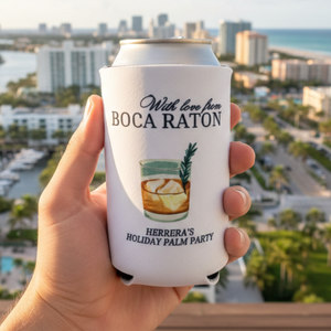 Personalized Travel Location Coastal Cocktail Bachelorette Can Cooler, Custom Can Cooler, Beach Bachelorette Party, Custom Party Favors