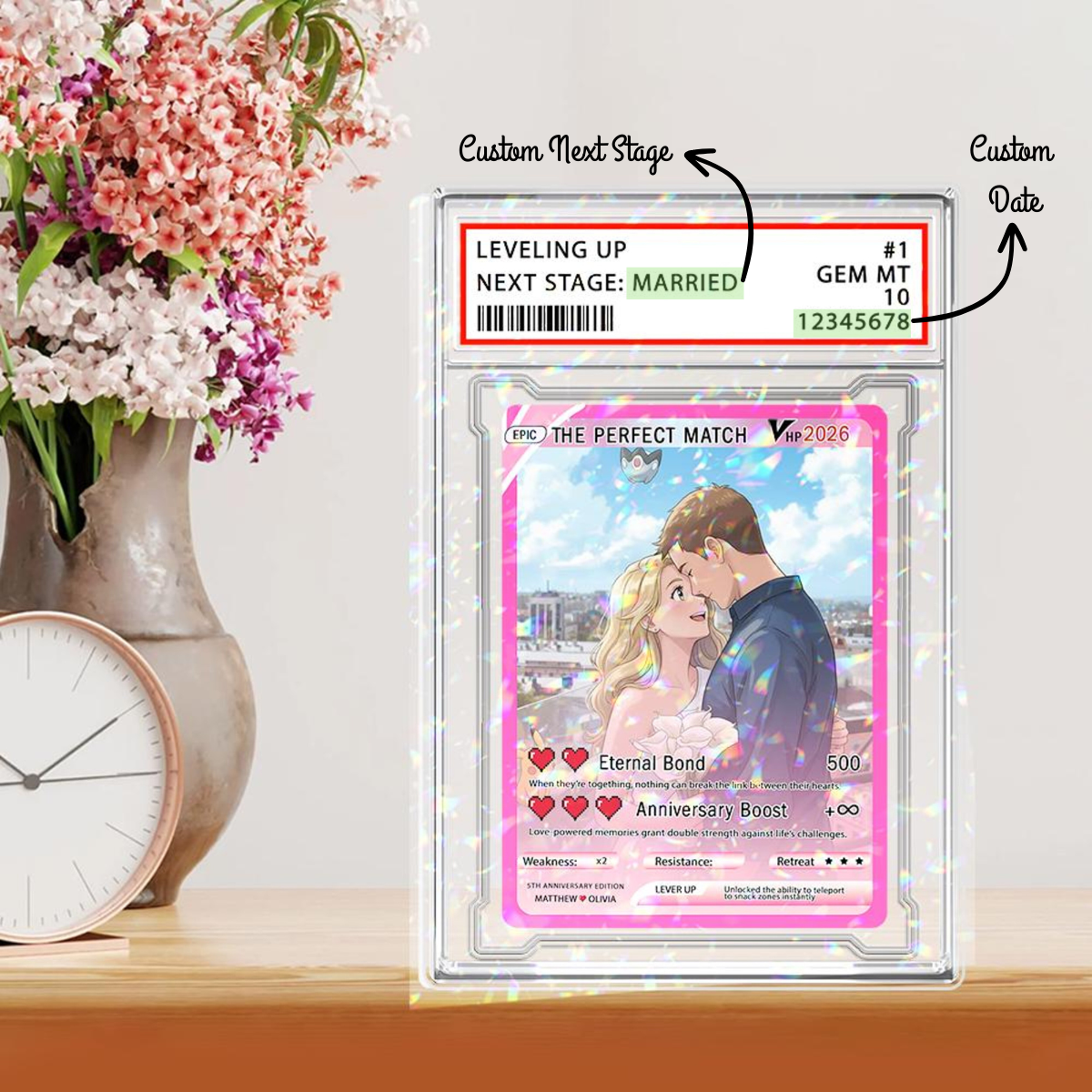 Personalized Couple Poke Love Acrylic Block, Valentine's Custom Photo Anime Themed Gift for Anniversary, Gamer Husband Present from Wife