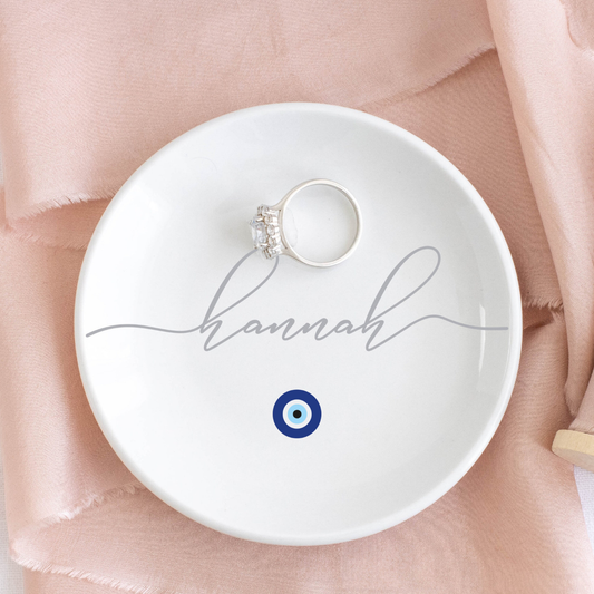 Evil Eye Jewelry Dish, Evil Eye Gift for Her, Personalized Best Friend Gift, Evil Eye Trinket Dish, Protection Eye Ring Dish, Gift for Mom