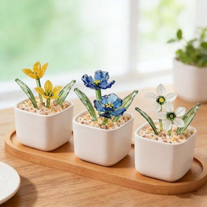 Mom Grandma Birth Flower Glass Pot, Personalized Mom Grandma Est Gift, Hand Blown Everlasting Flower Plant, Mother's Day Gift for Grandma