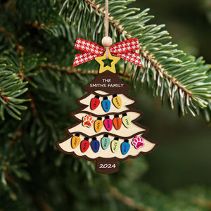 Personalized Family Wooden Ornament 2024, Family Name Ornaments, Custom Family Tree, Xmas Gift First Christmas Ornament, Grandkids Ornament