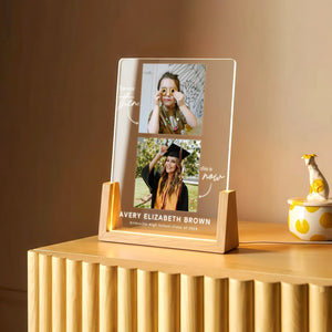 Personalized Then and Now Graduation LED Lamp, Custom Childhood and Senior Photo Gift, Class of 2026 Graduate Keepsake