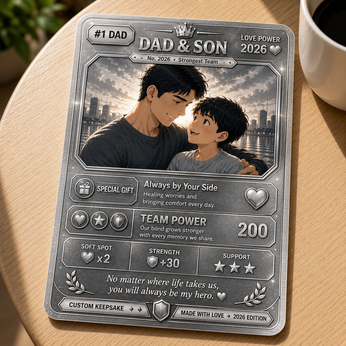 Personalized Dad & Son Card Custom Father s Day Gift for Dad, Anime Trading Card Keepsake, Unique Father Son Collectible 2026