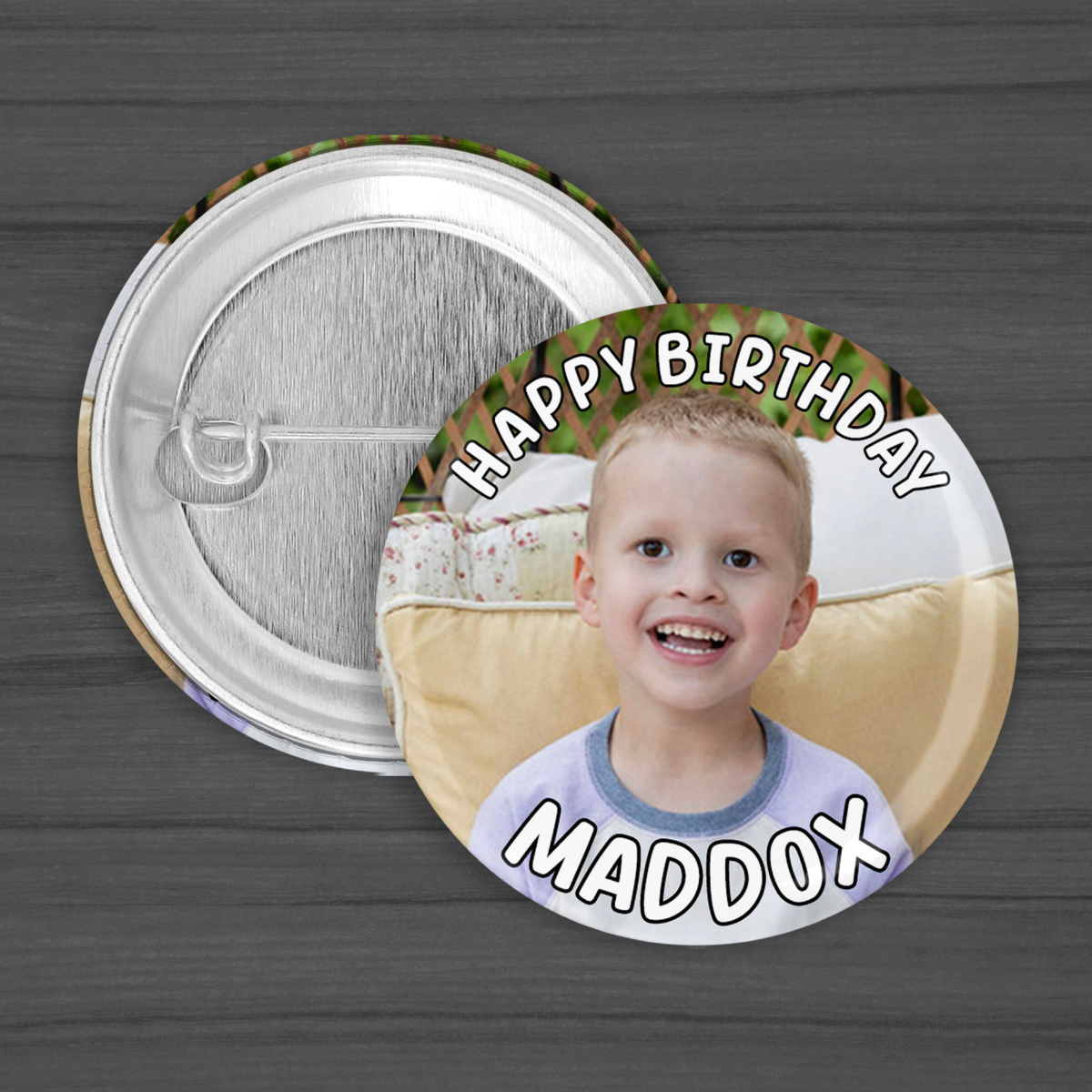 Photo and Text Button Pins, Personalized Picture Pins, Gift For Birthday Party, Baby Shower, Graduation