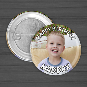 Photo and Text Button Pins, Personalized Picture Pins, Gift For Birthday Party, Baby Shower, Graduation