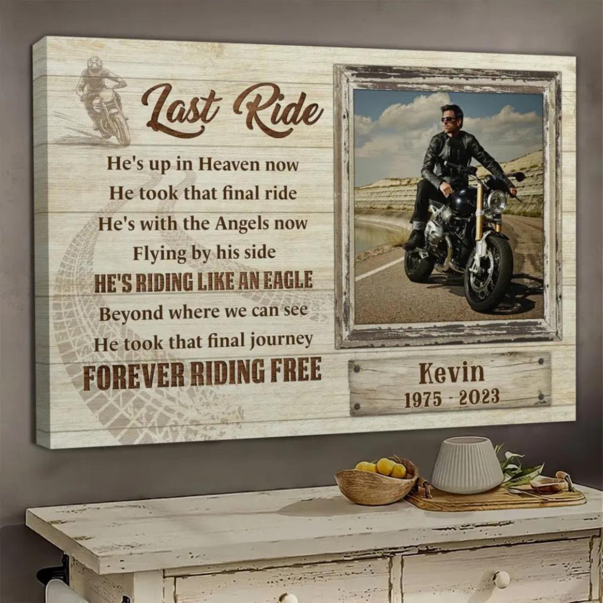 Memorial Last Ride - Personalized Canvas - Sympathy Gift for Family, Memorial Father Grandpa
