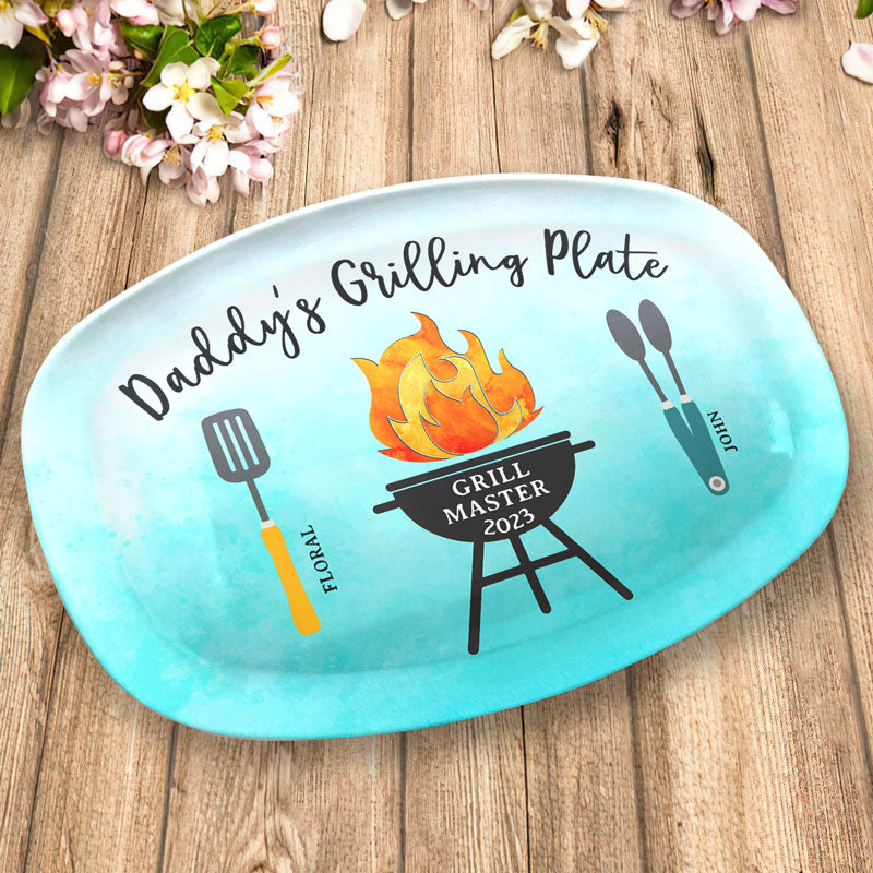 Daddy Grill Master - Personalized Dad Platter - Father's Day, Birthday Gift For Dad, Grandpa