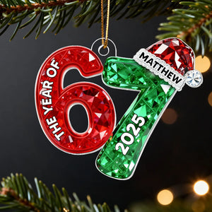 3D Shining Effect 67 Six Seven 2025 Slang Christmas - Personalized Acrylic Ornament - Funny Christmas Gift