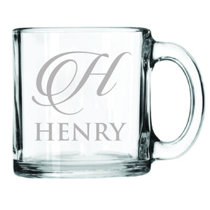 Clear Coffee Mug Monogram, Glass Coffee Mug Custom, Personalized Glass Mug, Tea Cup Glass, Custom Engraved Glass Mug, Coffee Mug Customized