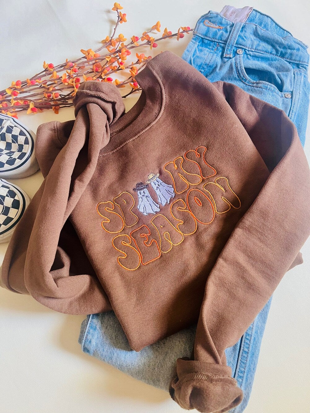 Spooky Season Western Embroidered Crewneck