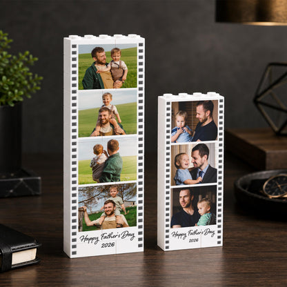 Father's Day Custom Photo Building Blocks: Father's Day Gift from Kids, Dad Photo Polaroid Photo Strip Gift, New Dad Gift