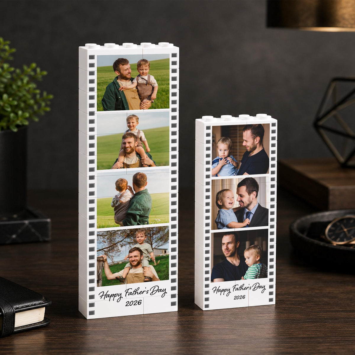 Father's Day Custom Photo Building Blocks: Father's Day Gift from Kids, Dad Photo Polaroid Photo Strip Gift, New Dad Gift