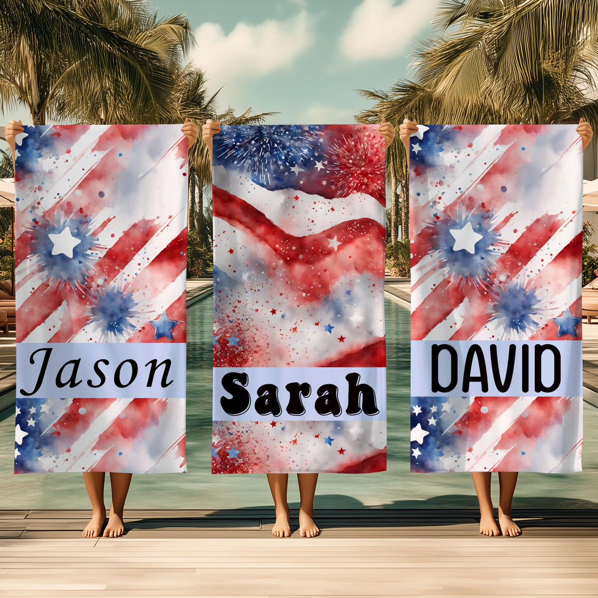 Patriotic Beach Towel, Custom American Flag Gift, Patriotic Gifts For Beach Travel, 4th Of July Celebration