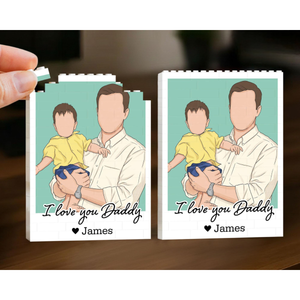 Personalized Dad Portrait Building Blocks, Daddy And Me Photo Keepsake, Fathers Day Gift for Dad, Best Dad Gift from Kids, Birthday Gift