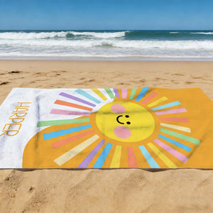 Personalized Brilliant Sun Beach Towel, Custom Name Pool Towel for Girls, Bithday Party Gift For Kids, Tropical Vacation Gift, Beach Lover's Gift