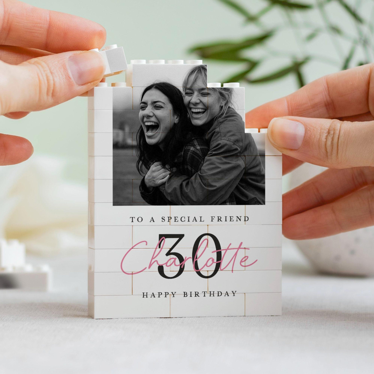 Personalised 30th Birthday Gift For Her, Best Friend Photo Keepsake, Custom Building Block, Milestone Birthday Present