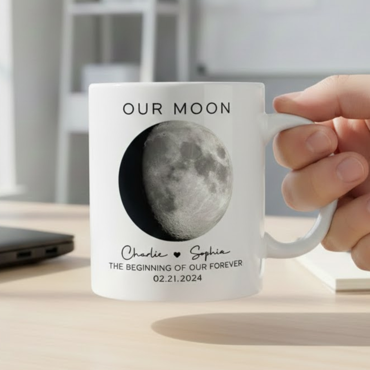 Our Moon Couple Moon Phase - Personalized Mug - Anniversary Gift For Him Gift For Her