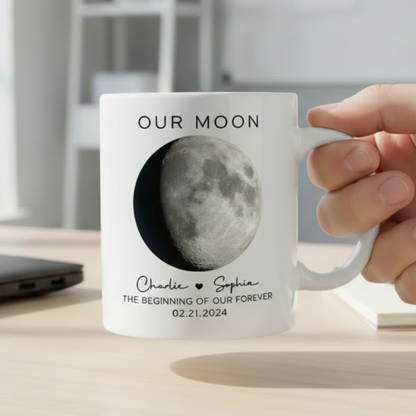 Our Moon Couple Moon Phase - Personalized Mug - Anniversary Gift For Him Gift For Her