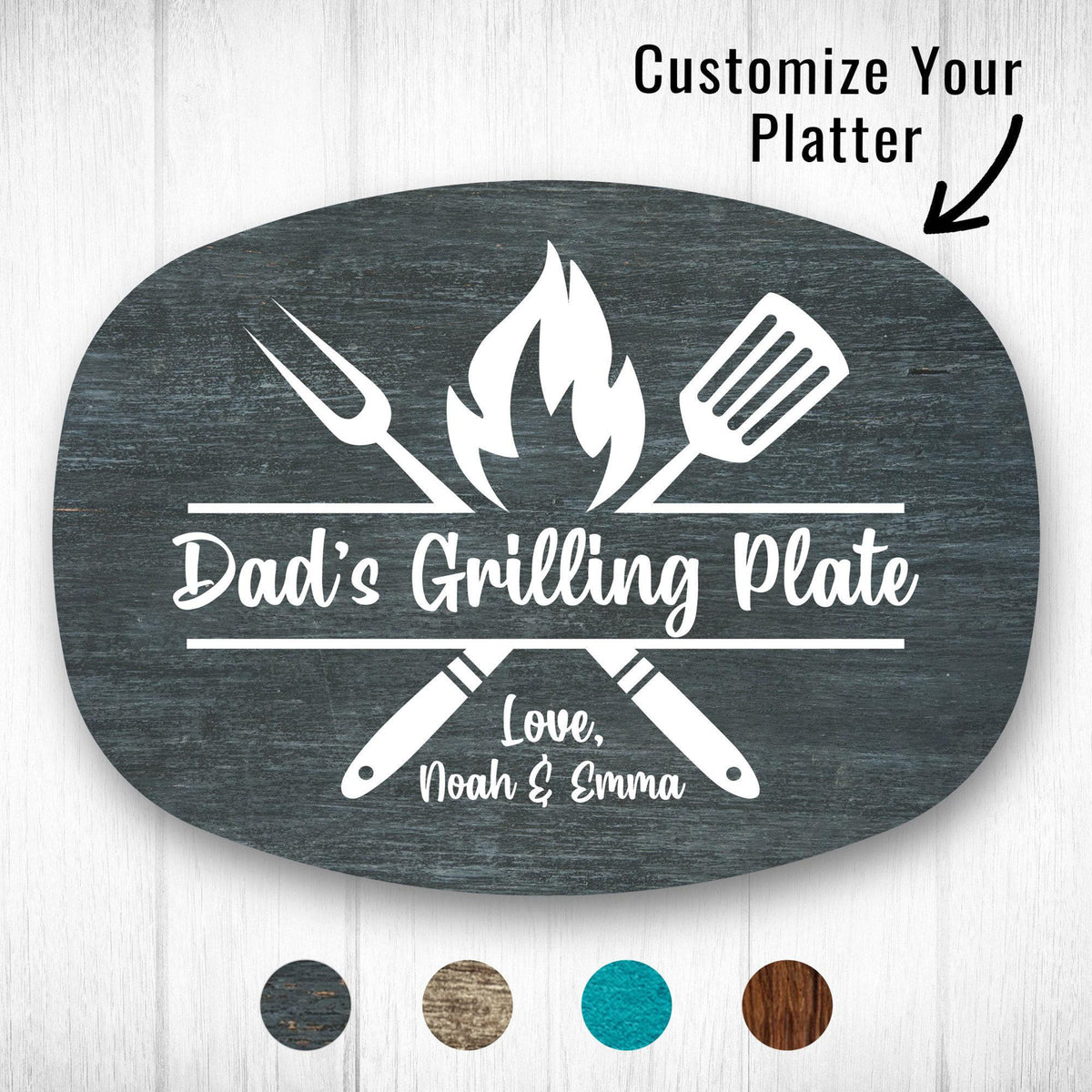 Custom Grilling Plate for Dad Personalized Platter Gift with Kids' Names Grill Plate Gift for Dad Gift for Father's Day