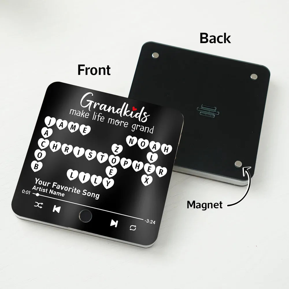 Grandkids Make Life More Grand - Personalized Music Fridge Magnet - Gift For Grandma, Mother's Day, Birthday Gift