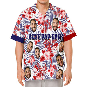 Best American Dad Floral Hawaiian Shirt - Personalized Hawaiian Shirt - Gift For American Dad, Summer Gift, 4th of July