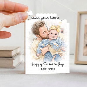 Personalized Watercolor Portrait Building Blocks, Gift for Dad, Best Dad Gift, Custom Daddy and Me, First Fathers Day Gift for Husband