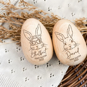 Personalized Engraving Wooden Easter Egg Shakers, Engraved Egg Shaker Kids, Kids Musical Instrument, Baby Easter Gifts, Baby First Easter
