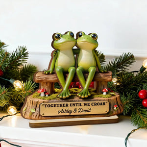 3D Effect Cottagecore Frog Couple Until We Croak - Personalized Wooden Plaque - Gift For Couple, Gift For Him, For Her