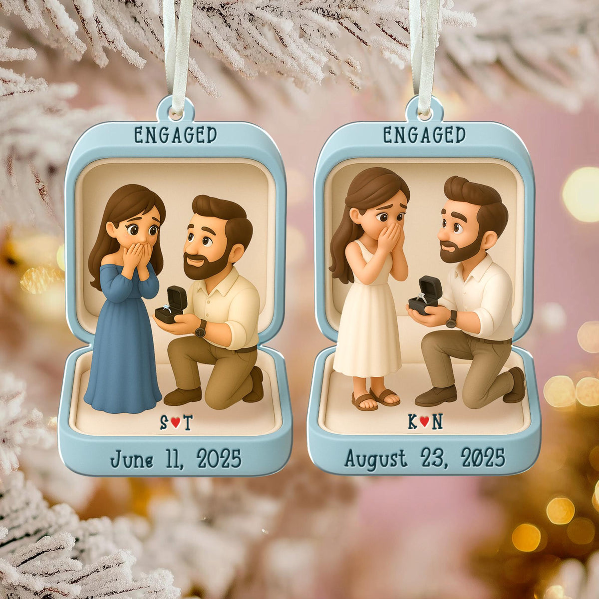 First Christmas Engaged 2025 Ornament, Custom Proposal Photo Figure Ornament, Personalized Engagement Keepsake, Christmas Gift For Couples