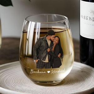 I'm Keeping You Forever Custom Couple Photo - Personalized Wine Glass - Anniversary Gift, Valentine's Day Gift For Couple