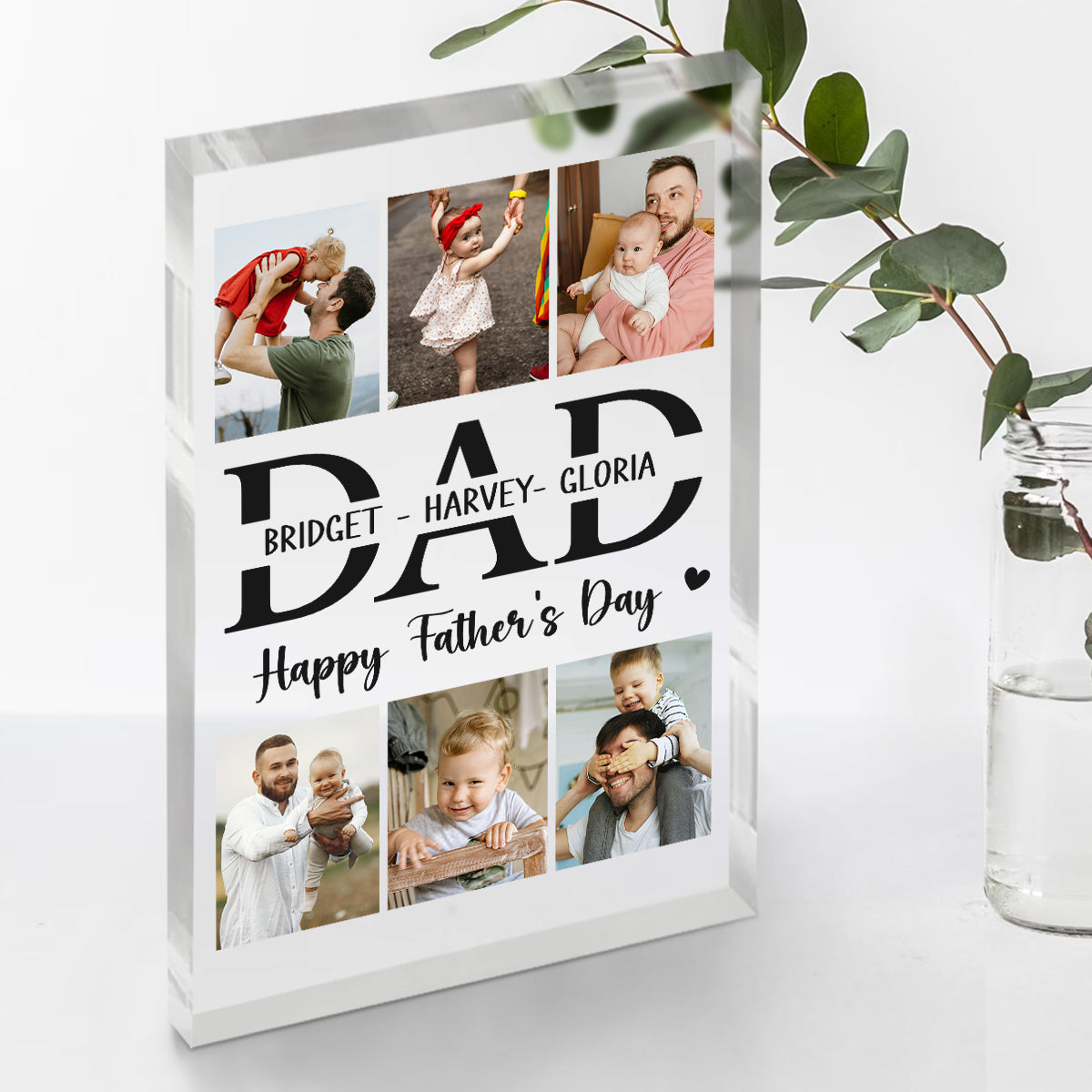 Happy Father's Day Photo Collage Personalized Acrylic Plaque, Dad Grandpa Gifts, Father's Day, Birthday Gift