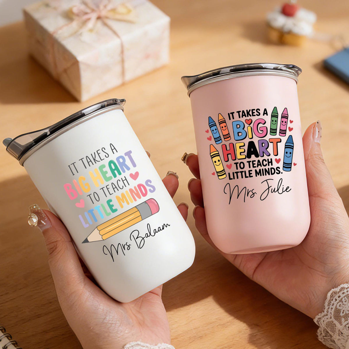 Personalized Teacher Tumbler 10oz, Custom Name Coffee Cup, Thank You Gifts, Teacher Appreciation Gift