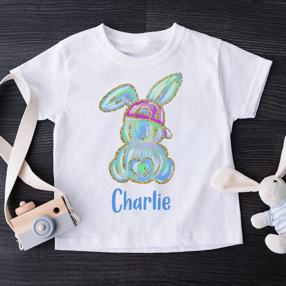 Colorful Easter Bunny - Personalized Baby Onesie - Easter Gift For Baby