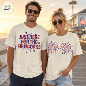 Funny 4th Of July Couples Shirts, Fireworks Matching Tee, Independence Day Top, Comfort Colors 1717, Patriotic Husband Wife Graphic Tee