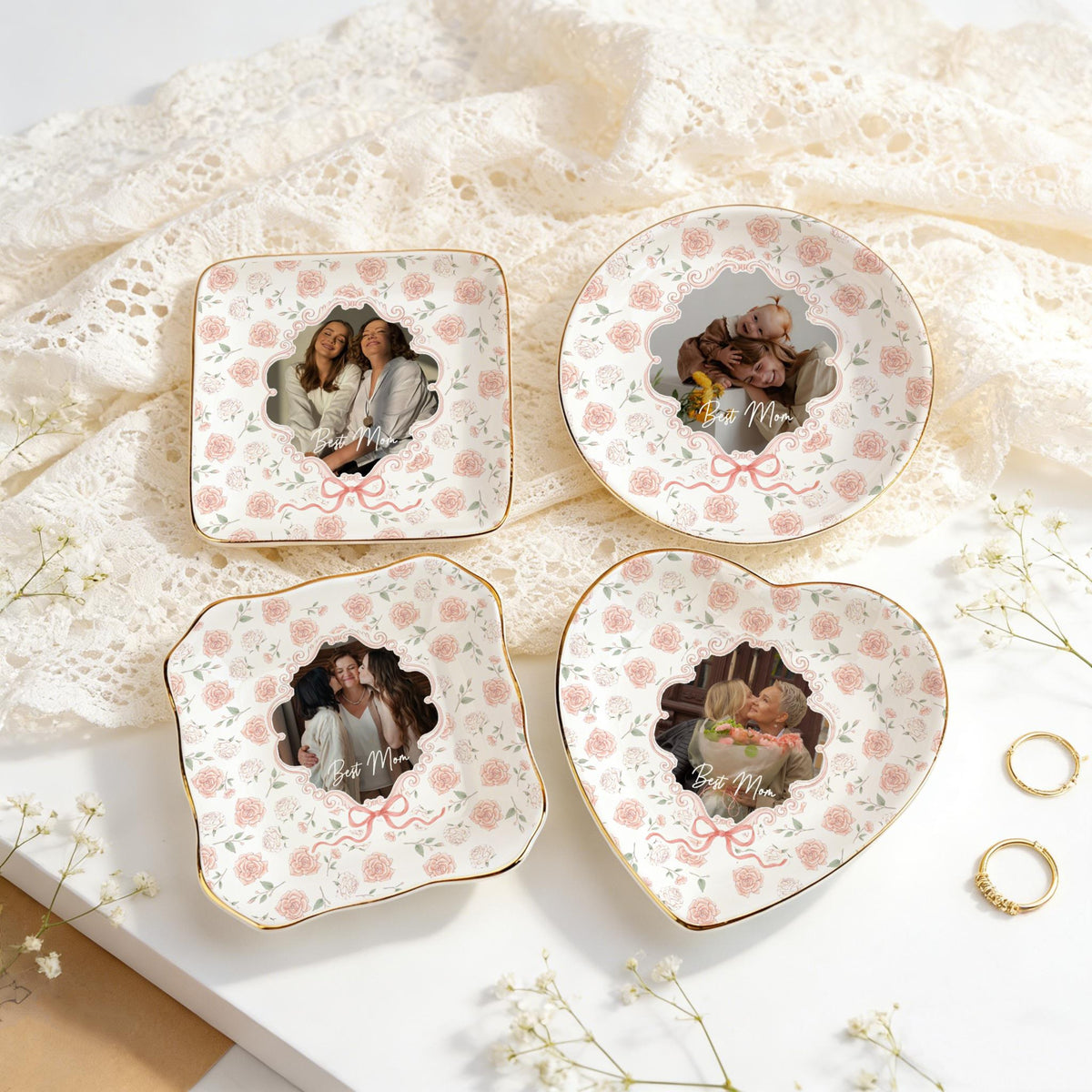Mom's Photo Ring Dish, Personalized Photo Ring Holder for Best Mom, Mothers Day Jewelry Dish, Birthday Keepsake for Mom