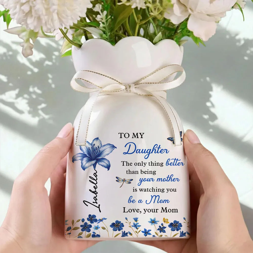 To My Daughter Happy Mother's Day - Personalized Bloom Vase - Gift For Daughter, Gift For New Mom, Mother's Day Gift