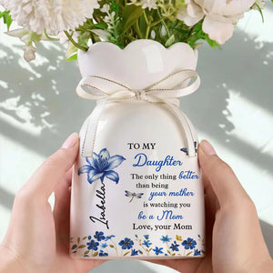 To My Daughter Happy Mother's Day - Personalized Bloom Vase - Gift For Daughter, Gift For New Mom, Mother's Day Gift