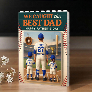 Personalized Baseball Dad Building Blocks, Custom Figure Father's Day Gift, Baseball Dad With Kids Number and Name, Baseball Season